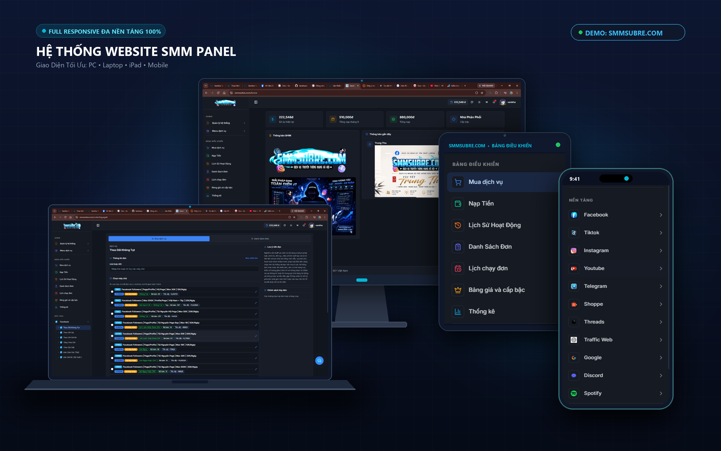 Thuê Website Bán Smmpanel (website mẹ đấu full api v2 )